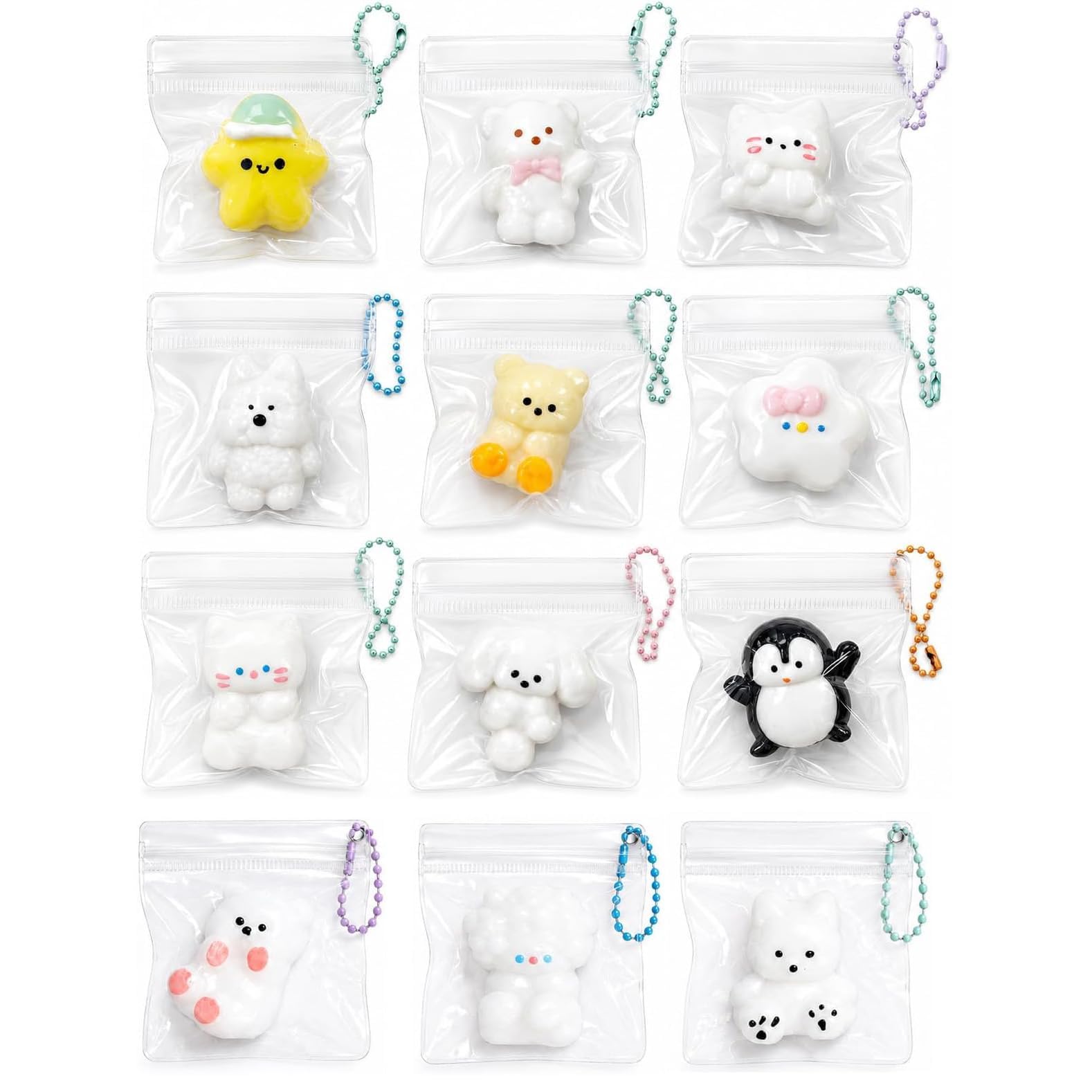 Amazon | ミニ スクイーズ キーホルダー 12個セット ぷにぷに チャーム